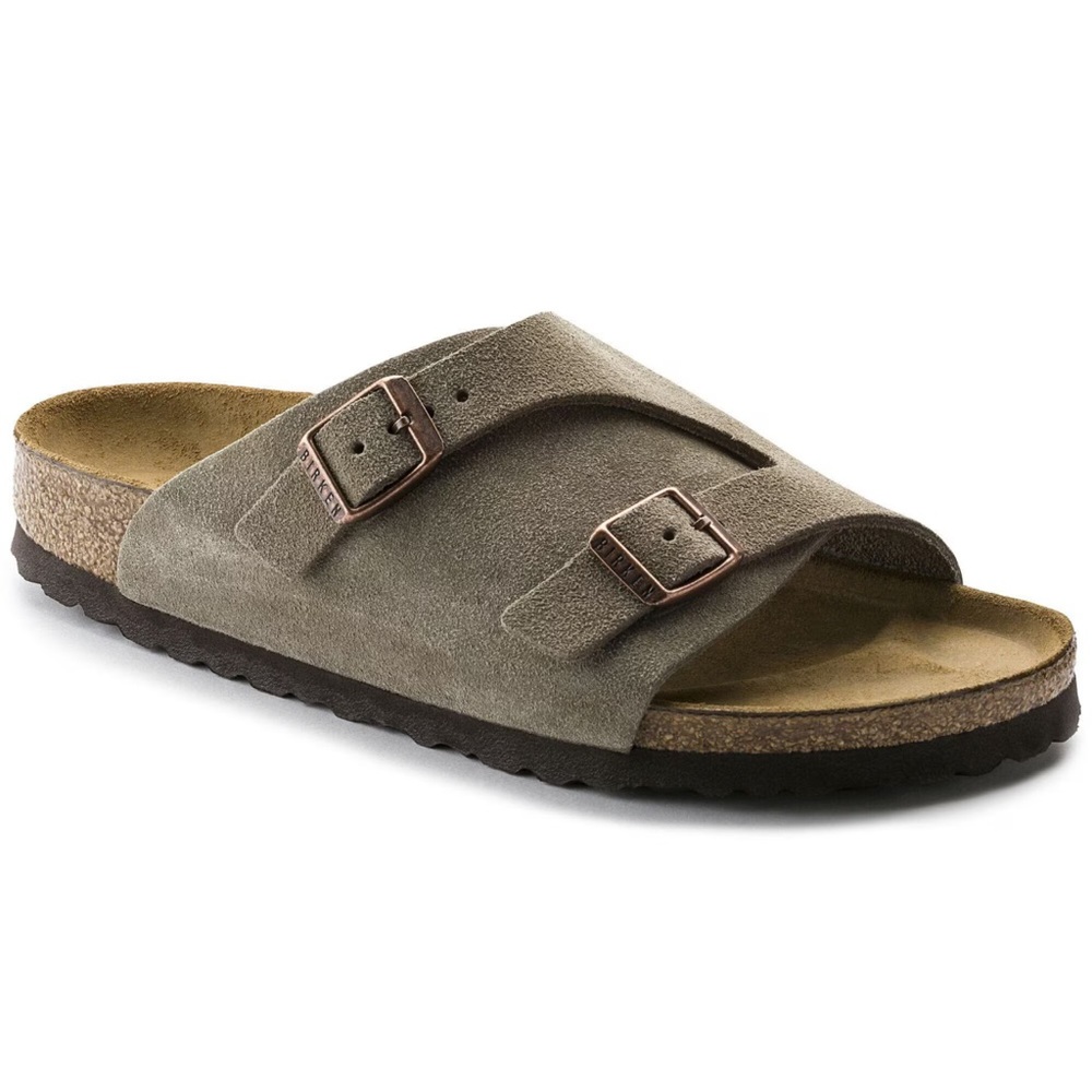 Birkenstock Men's Sandals in Taupe Suede Leather Never Worn